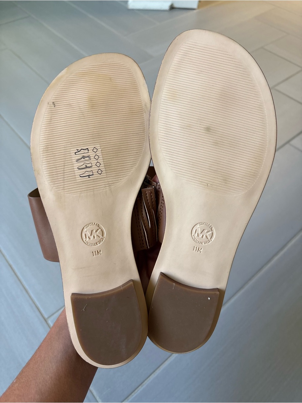 Michael Kors August Flat Sandals | Chestnut Leather | Toe-Loop Slide Sandals - Picture 8 of 8
